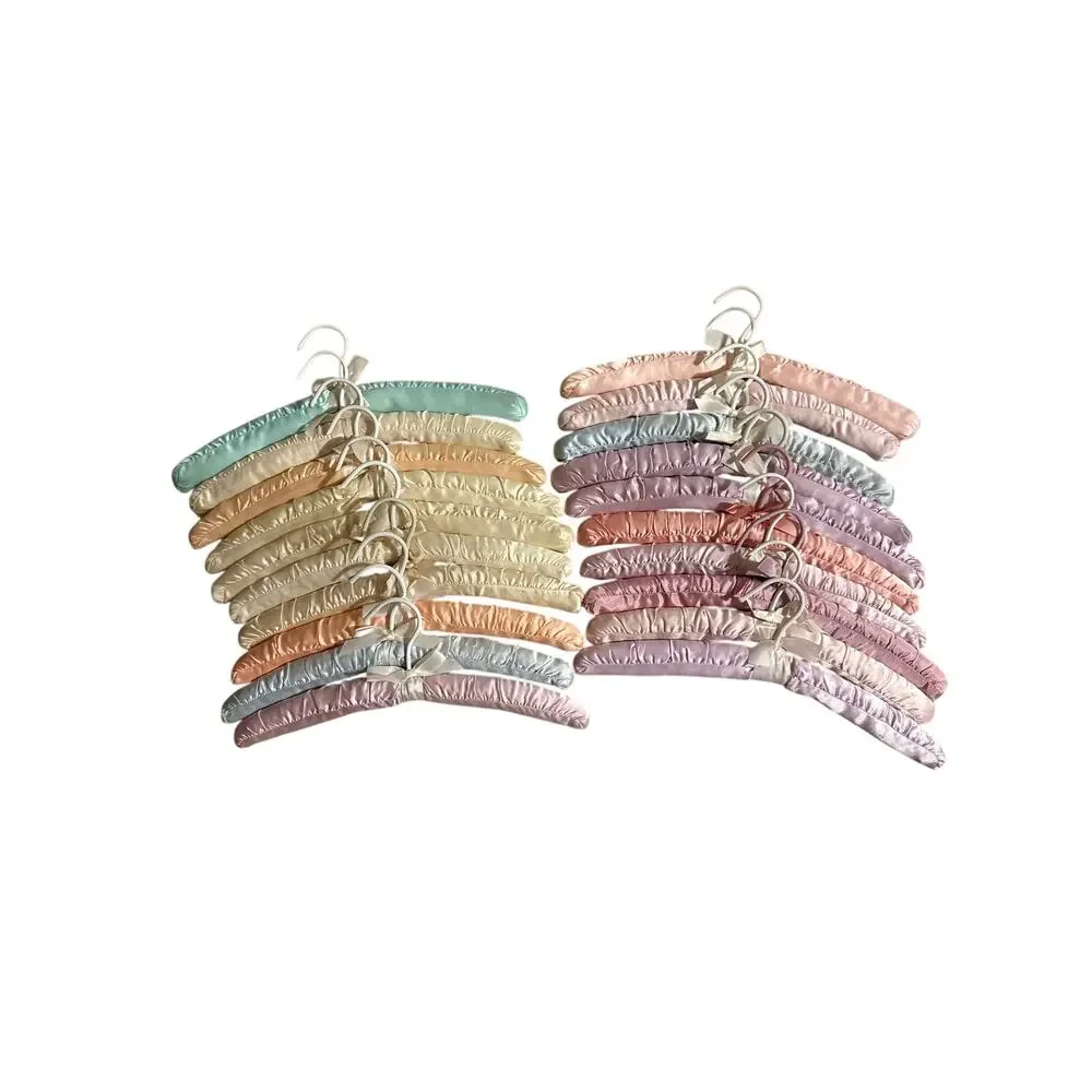Vintage Satin Padded Hangers Lot of 20 Pastel Pink Blue Ivory Cottagecore Closet